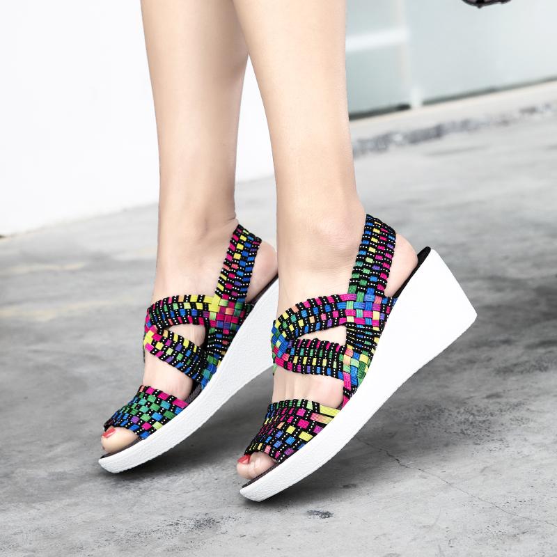 Women Summer Elevator Beach Sandals Women Outdoor Thick Sole Platform Peep Open Toe Sandals