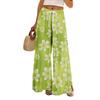Women Summer Boho Palazzo Pants High Waist Wide Leg Floral Printing Casual Trousers With Pockets