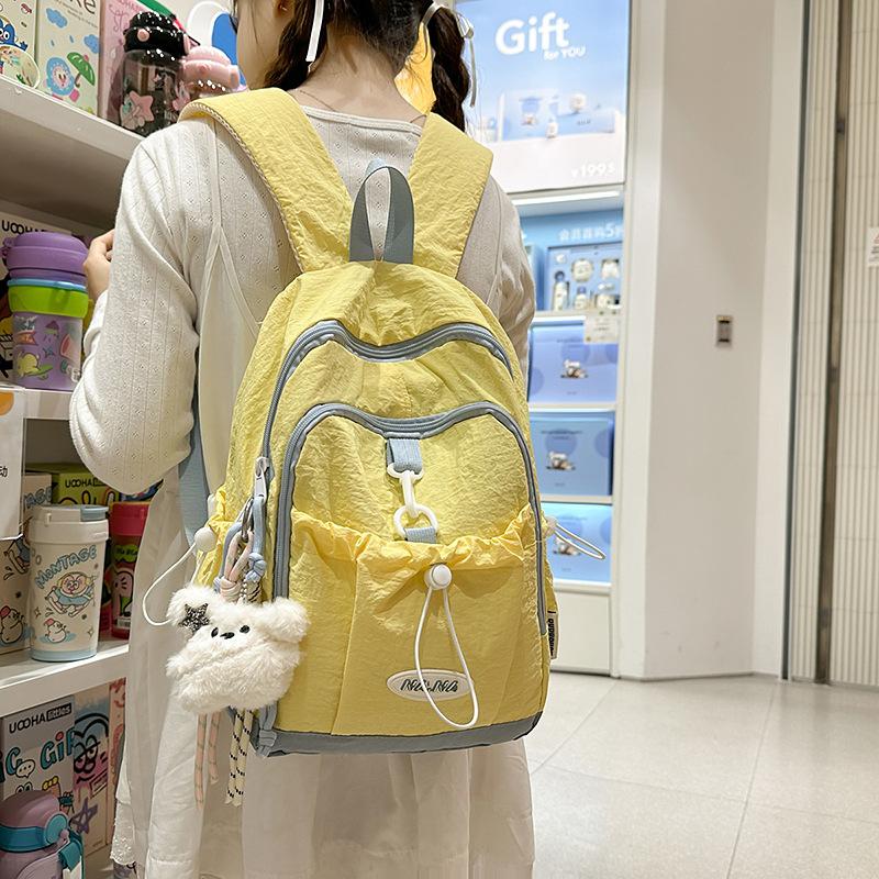 Schoolbag Japanese cute drawstring niche design high school student schoolbag female simple college student backpack large capacity backpack