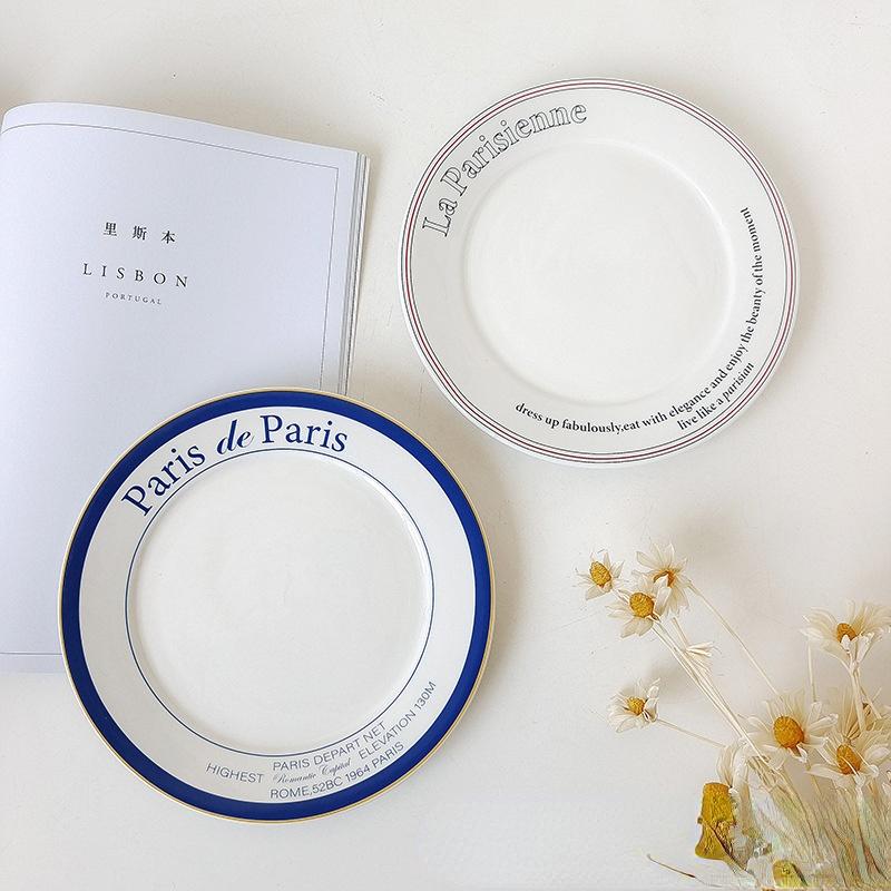 Nordisches englisches Alphabet Keramikteller Modern Schlichter Steakteller Koreanisches Haushaltsgeschirr Untertasse Kuchen-Dessertteller