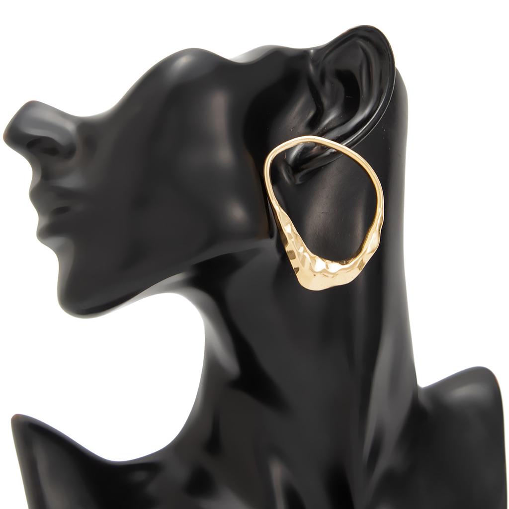 Unregelmäßige ovale gehämmertes Creolen Ohrringe Damen Gold/Silberbeschichtete Legierung Hängeohrringe Vintage Statement Schmuck Party Hochzeitsgeschenk
