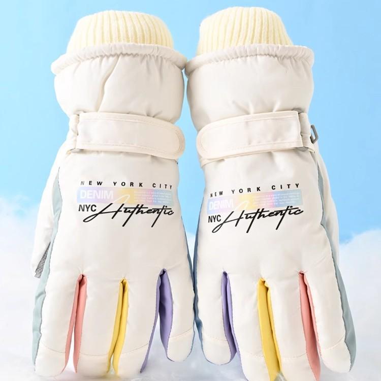 2025 new ski gloves women's winter warm thickened cotton cold play snow water can ride and drive
