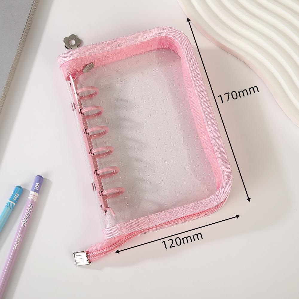 A7 Glitter Laser Star Zipper Binder Photo Card Collection Book Postcard Organizer Diary Notebook School Stationery