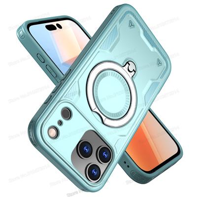 Funda Antigolpes de Doble Capa para Magsafe Para iPhone 17 Air 16E 11 12 13 14 15 16 Pro Max Plus Anillo Magnético Soporte Plegable Funda de Teléfono