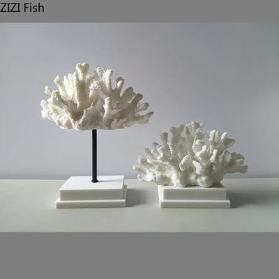 Statue de Corail Blanc Simulé Artisanat en Résine Œuvre d'Art Moderne Décoration de Bureau Ornements Sculpture de Corail Décor Esthétique de Pièce