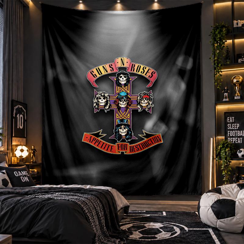 Wall Hanging Tapestry Guns N’ Roses Print Cloth for Living Room Bedroom Home Decor