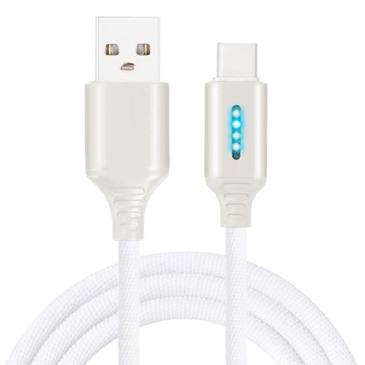 Металлический кабель USB - USB C для зарядки, поддержка быстрой зарядки, шнур для зарядки, шнур для передачи данных для телефона, планшета, ноутбука белый