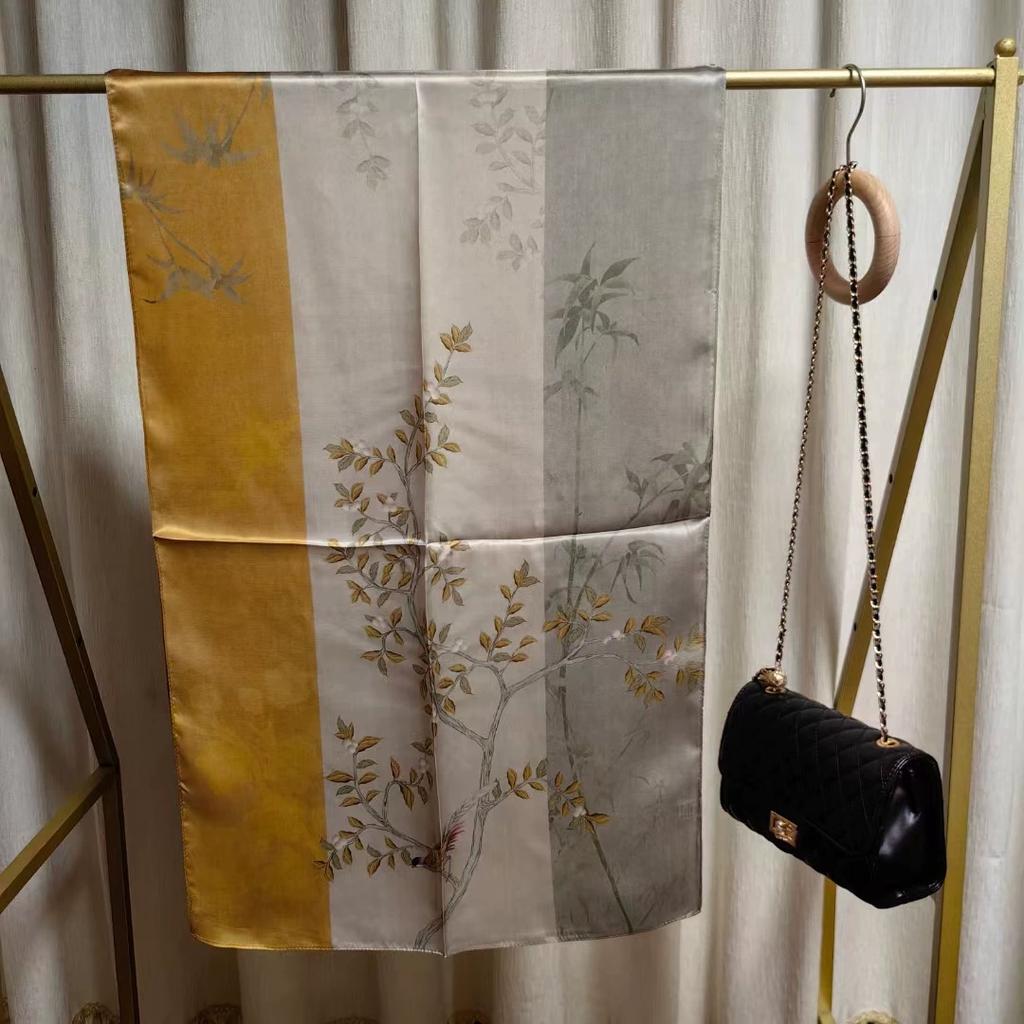 New Women Silk Scarf Long Pashmina Traditional Chinese Style 100% Mulberry Silk Scarf Business Gift Silk Scarves Gift for Mom