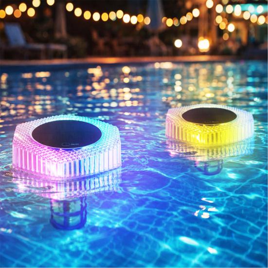 Solcelledrevet bassengionisator med RGB Mineralbasert Klorreduksjon LED-lys Bassenglys for Reduserer Kjemikalier