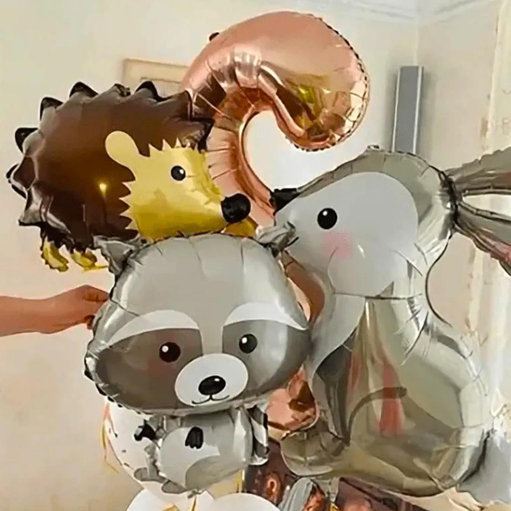 Jungle Wildlife Aluminum Foil Balloon, Cute Fox Hedgehog Bear Balloon Birthday Party Decoration, Forest Party, Children's Gift