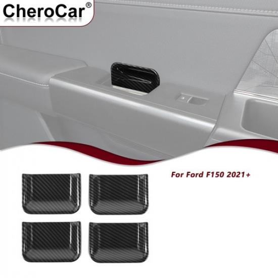 4x Door Handle Bowl Cover Trim Bezels Interior For Ford F150 + Carbon Fiber