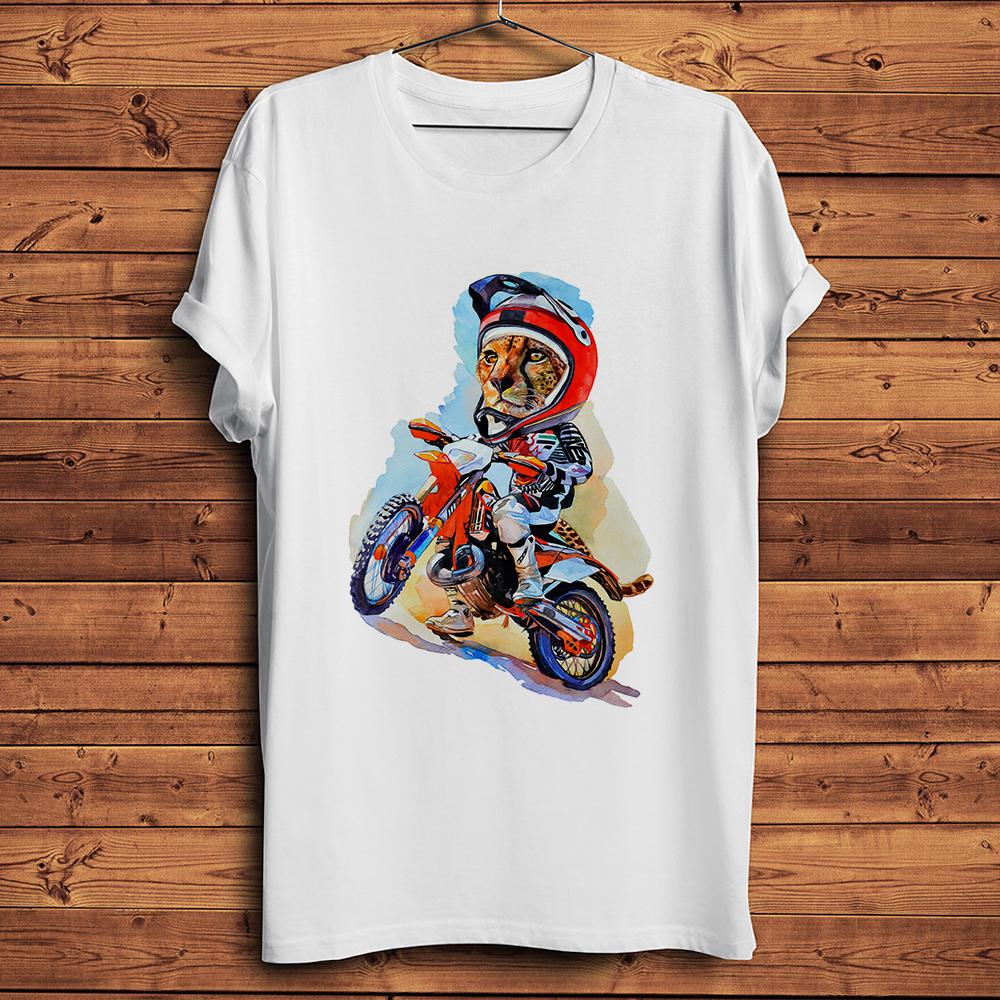 Watercolor Panda Lion Wolf Fox on Bike Motorcycle Funny T ShirtUnisex Casual Short Sleeve Cool Tshirtunisex TeeBreathable Print