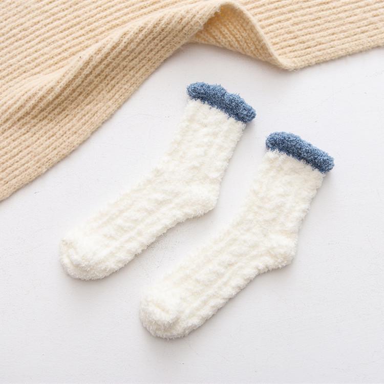 Thickened Coral Velvet Socks Women's Solid Color Indoor Floor Stocking Winter Plush Warm Socks Cold-proof Anti Slip Sock Hosiery