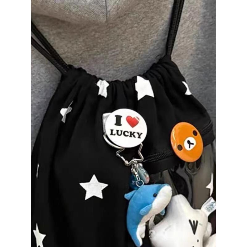 Star Print Drawstring Commuter Backpack 2025: Large Capacity, Lightweight Canvas and Transparent Ita Bag