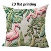 Green Plant Flamingo Pattern Double-sided Printed Pillow Cover Short Plush Suitable Living Rooms Bedrooms Throw Cushion Cover