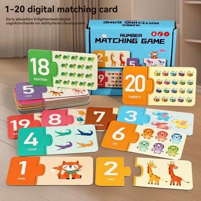 Number Alphabet Matching Flash Cards Set 1-20 Counting A-Z Word Recognition Puzzle Toy for Children’s Cognitive