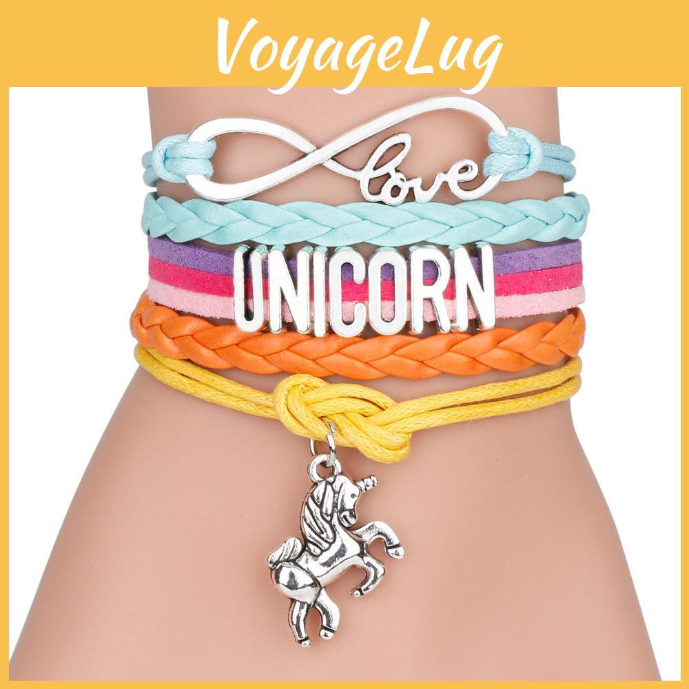 Colorful Unicorn Bracelet Multilayered Alloy Woven Accessory For Kids