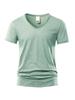 Sommer Strand Herren T-Shirt V-Ausschnitt Slim Fit Reine Farbe Kurzarm Baumwolle Top T-Shirts Männlich Fitness