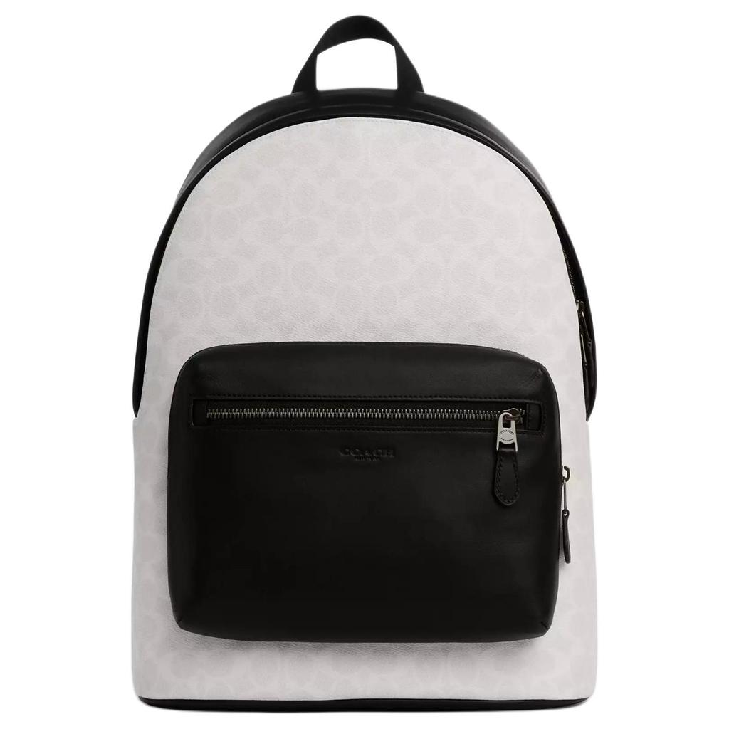 Coach 32 Logo Print Smooth Calfskin Backpack Large Men Backpack Pink Black CV925-QBMQV
