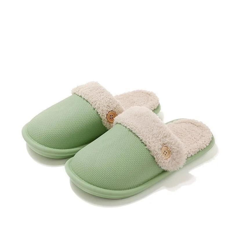 Winter cotton slippers can be disassembled and washed men's and women's shoes are warm couple's home added with plush slippers