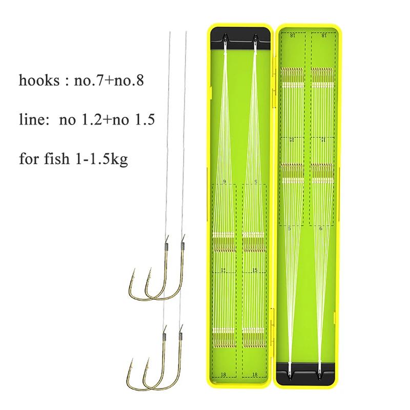 

40 Pairs Fishing Hooks with Tippet Line 25cm for Small Fish Carbon Steel Double Fishing Line Hooks Fish Barbed Carp