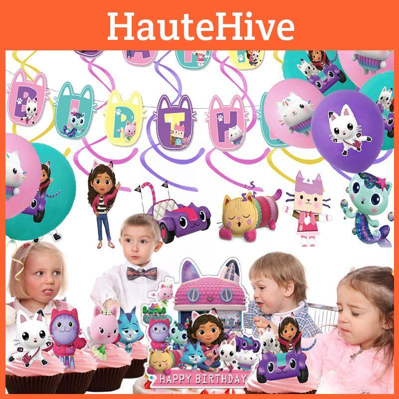 Gabbys Dollhouse Kids Birthday Party Supplies Decor Balloons Flag Topper Cake