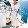 Women European American Dress Elegant Temperament Lace V-neck