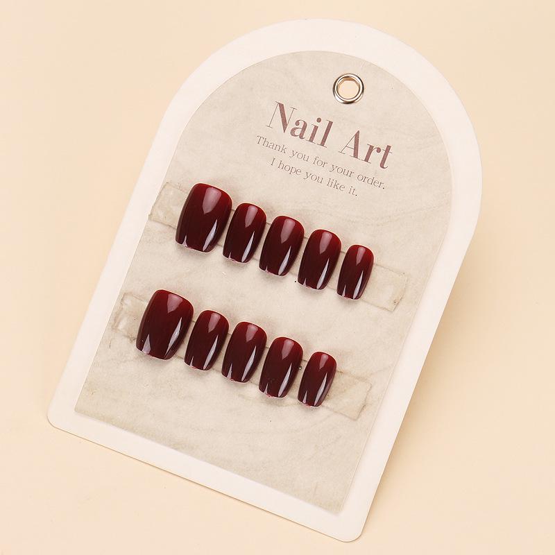Handmade Wine Red & Nude Nail Stickers for Autumn/Winter - Advanced Manicure Nail Tips