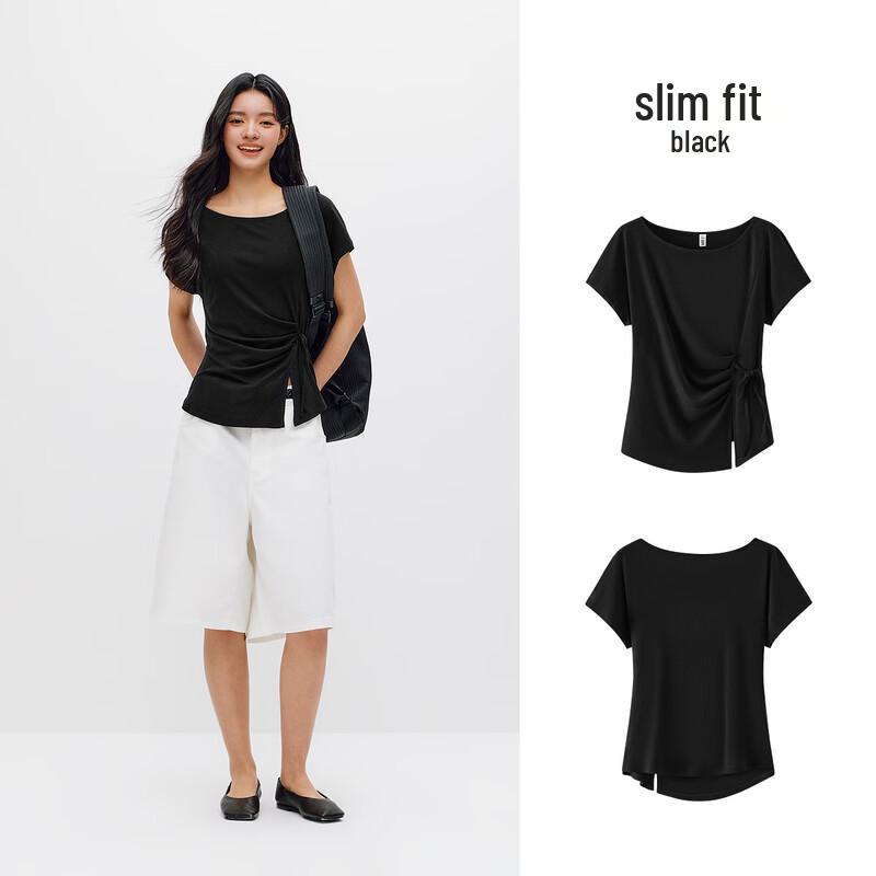 Semir Women's One-Shoulder Pleated Tie-Front T-Shirt