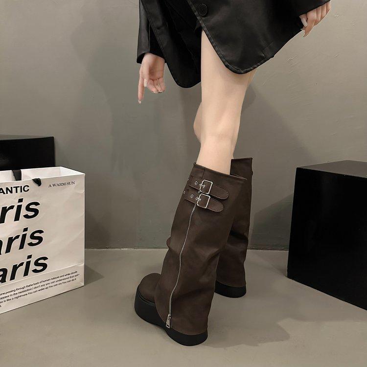 

Детские ботинки на толстой подошве увеличивающие рост 2025 осень и зима новые универсальные ботинки Маленькие ботильоны Ботинки Muffin Knight 40