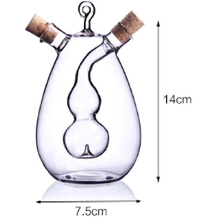 Glass Oil and Vinegar Bottles, 2 in 1 Oil and Vinegar Dispenser, 350 ml/12oz, Kitchen, Dining