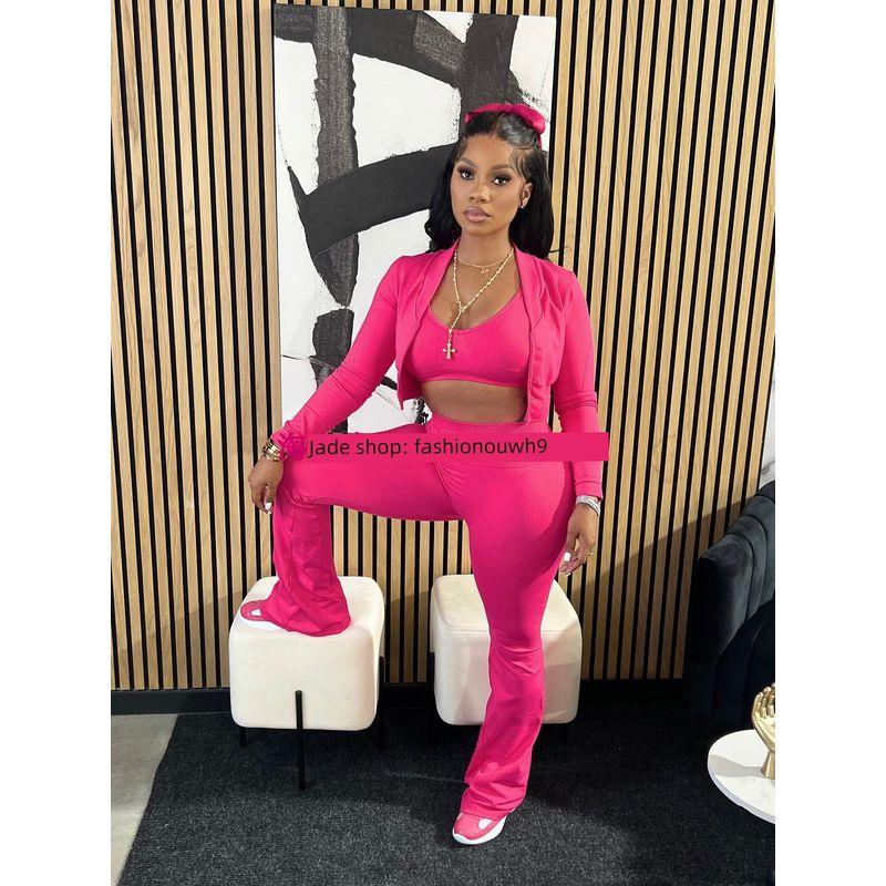 

2025 Однотонный Топ Микро Рог Повседневный Комплект Pink 2XL