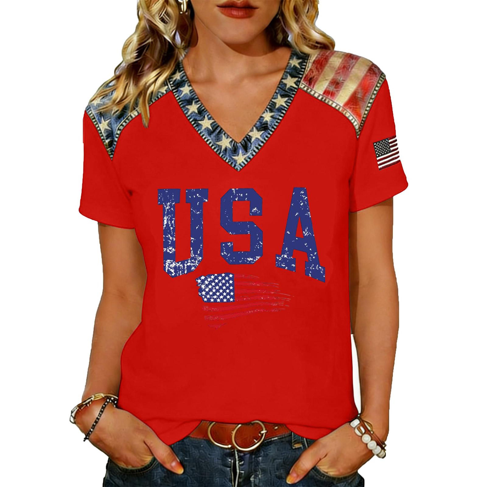 

Women s Casual V Neck Short Sleeve Pullover T Shirt Lightweight Soft Fabric Relaxed Fit Comfortable Everyday Wear M червоний
