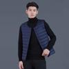 Autumn Winter New Men Thin Down Cotton Coat Vests Stand Collar Solid Button Pockets Fashion Casual Loose Sleeveless Cardigan Top