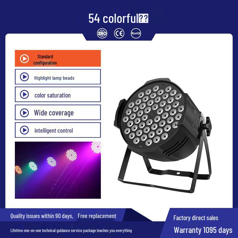 54 LED Full-Color PAR Stage Lights for Dance Studios & Atmosphere Spotlights