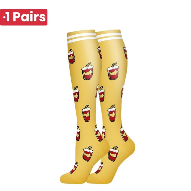 1 Pair Cute Cat Compression Socks Knee High 20-30 Mmhg Fit Medical Edema Diabetes Varicose Veins Running Sports Socks