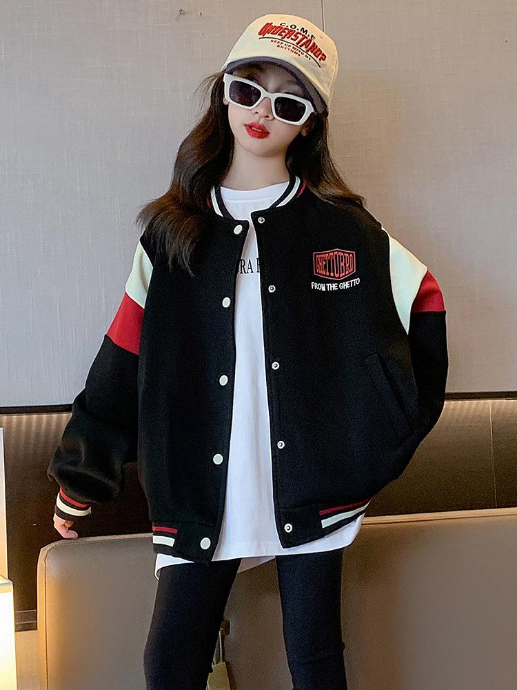 Girls' Fashionable Baseball Jacket - Autumn 2025 Collection: Stylish Children's Spring/Autumn Outerwear for Big Kids