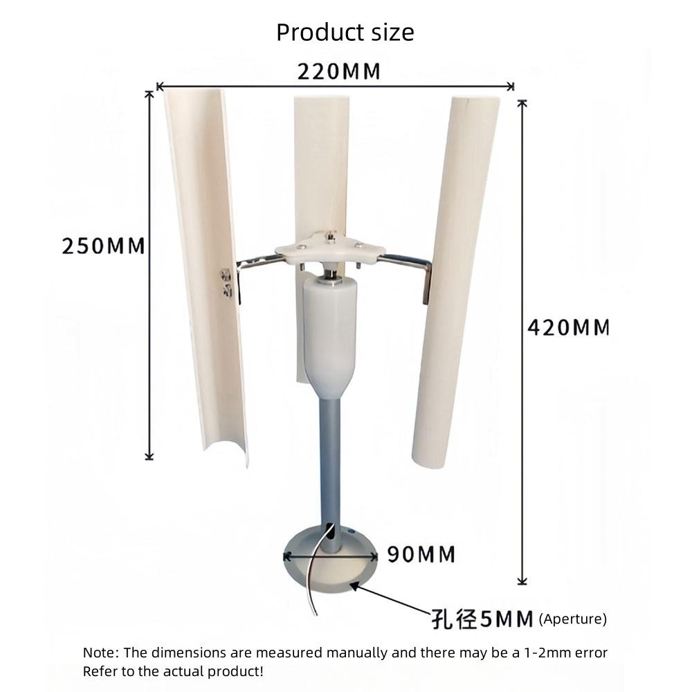 Portable Vertical Axis Five Blade Wind Turbine Model Three-phase Permanent Magnet Generator with Gentle Wind Start