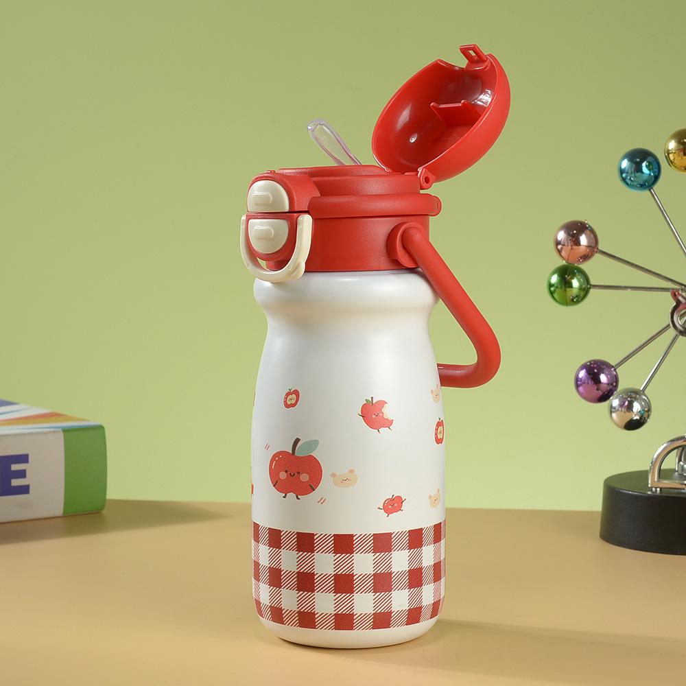 Children's 316 Stainless Steel Insulated Straw Cup - Cute Cartoon Design, Large Capacity, Portable & Durable