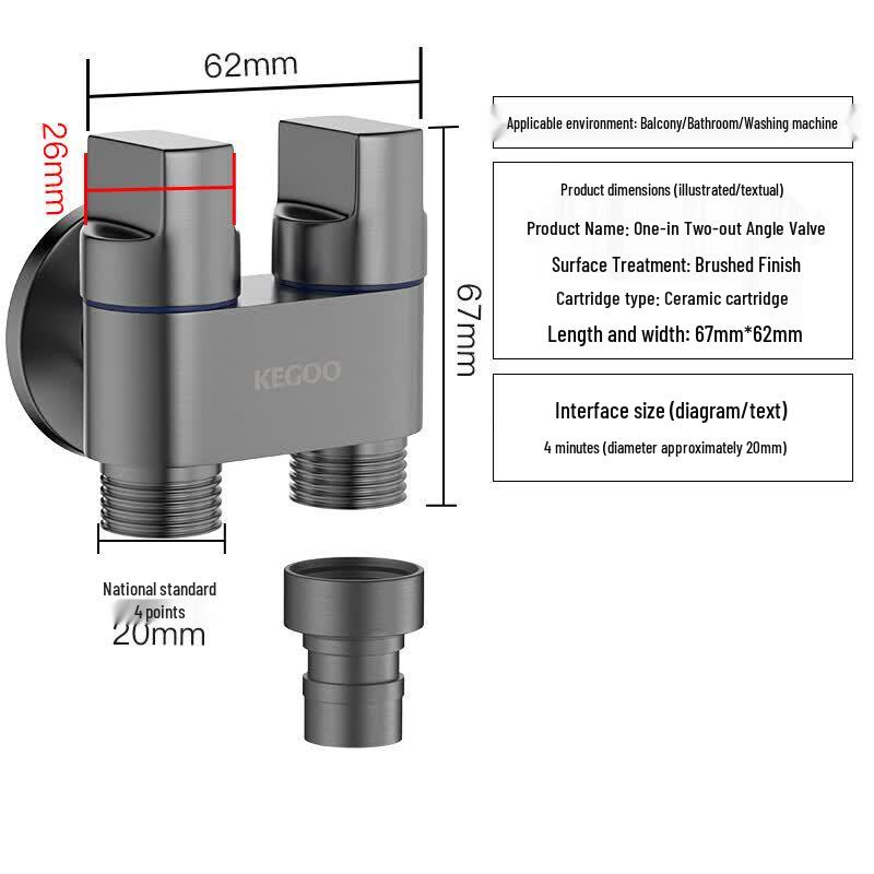 AFW Stainless Steel Dual Outlet Angle Valve