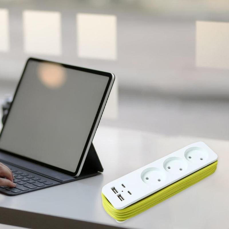 Portable 3Outlet Power Strips With Double Type C USB Port For Fast Charging Outlet Splitter Power Outlet Adapter