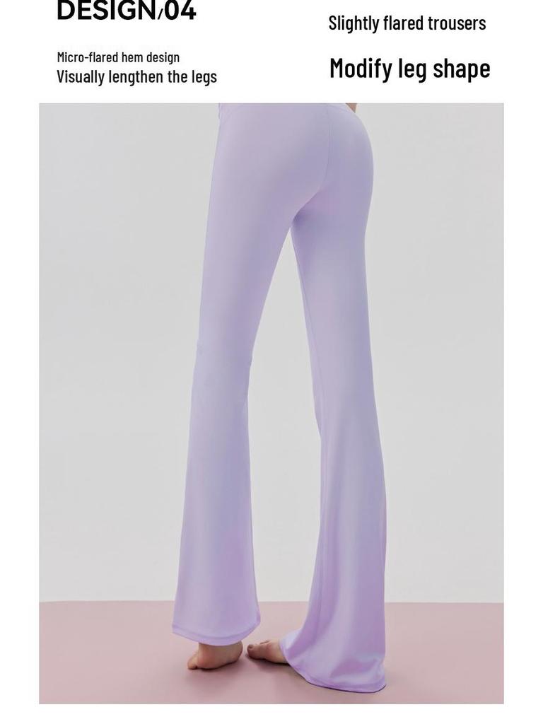 Women's Cooling Yoga Suit: Short Sleeve Top with Built-in Bra & Draping Tie-up Micro Flare Pants Set