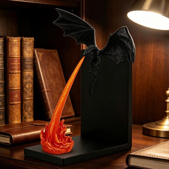 Ornamenti per Vetrine Drago Fiamma Book Nook Decor, Statuetta Drago che Sputa Fuoco Stampata in 3D, Brilla al Buio Giocattoli Trendy da Scrivania L'Ornamento Oscuro,