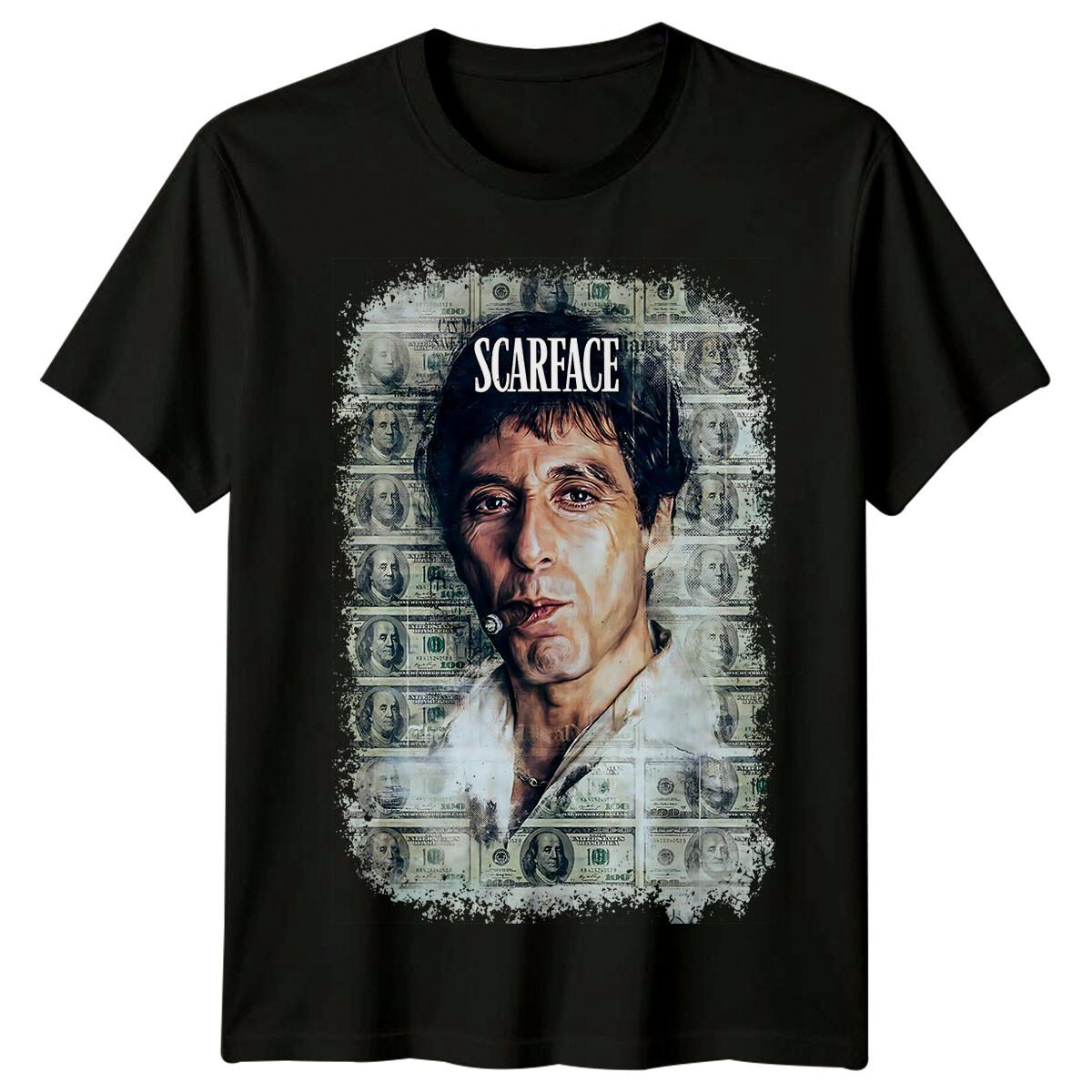 Scarface (1983) Movie Poster Inspired 100% Cotton T-shirt Mens Tees Top Retro 80s Tee Unisex Fans Gift 4XL