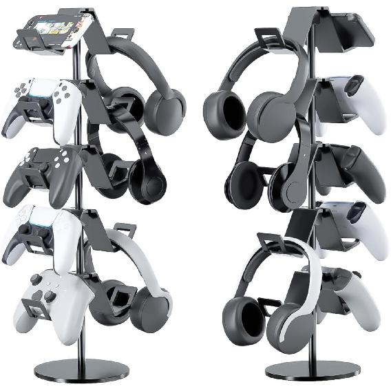 Controller Stand,5 Tier Controller Headphone Holder for Universal Headsets and Controllers,Black