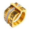 Anello con numeri romani a tre strati per donna, anelli di cristallo girevoli in acciaio inossidabile di lusso, gioielli alla moda per matrimonio femminile