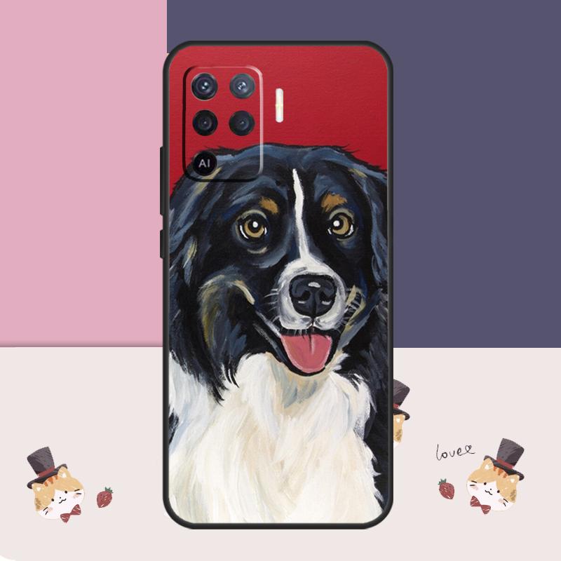 Cartoon Border Collie Case For Oppo A77 A17 A57 A40 A78 A54 A74 A94 A76 A16 A96 A18 A60 A80 A38 A58 A98 A15 A5 Pro