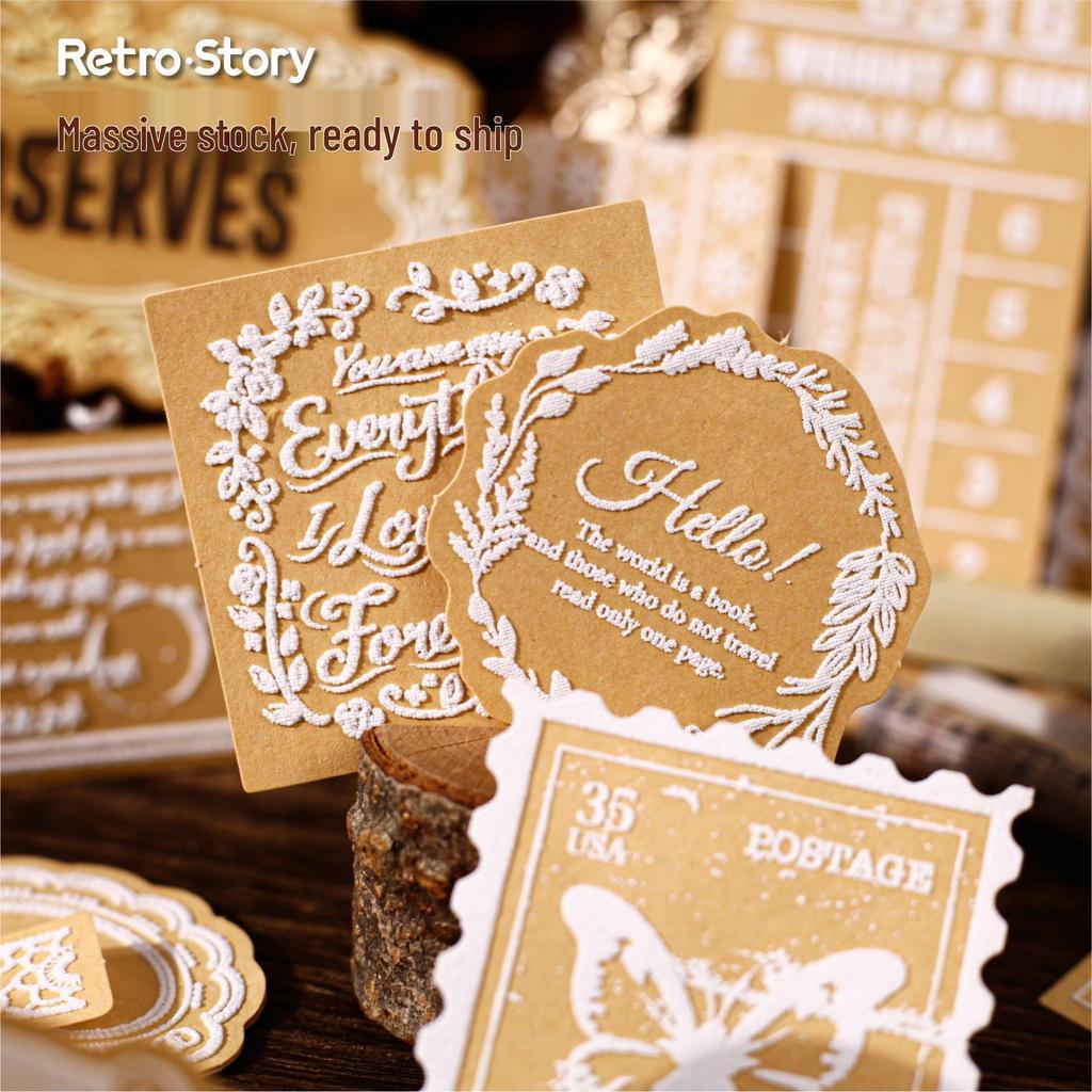 Retro Thoughts & Floral Shadows 3D DIY Embossed Journal Stickers