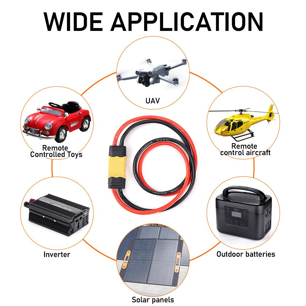 Złącze adaptera wtyczki żeńskiej XT60H do wtyczki męskiej XT60H 14AWG wysokiej jakości przewód miedziany cynowany silikonem 40 cm kabel przedłużający