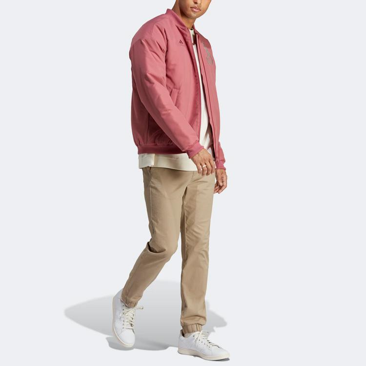 Adidas Arsenal Chinese Story Vyšívaná bavlněná bunda na zip Pánské svrchní oblečení Růžová HT4456